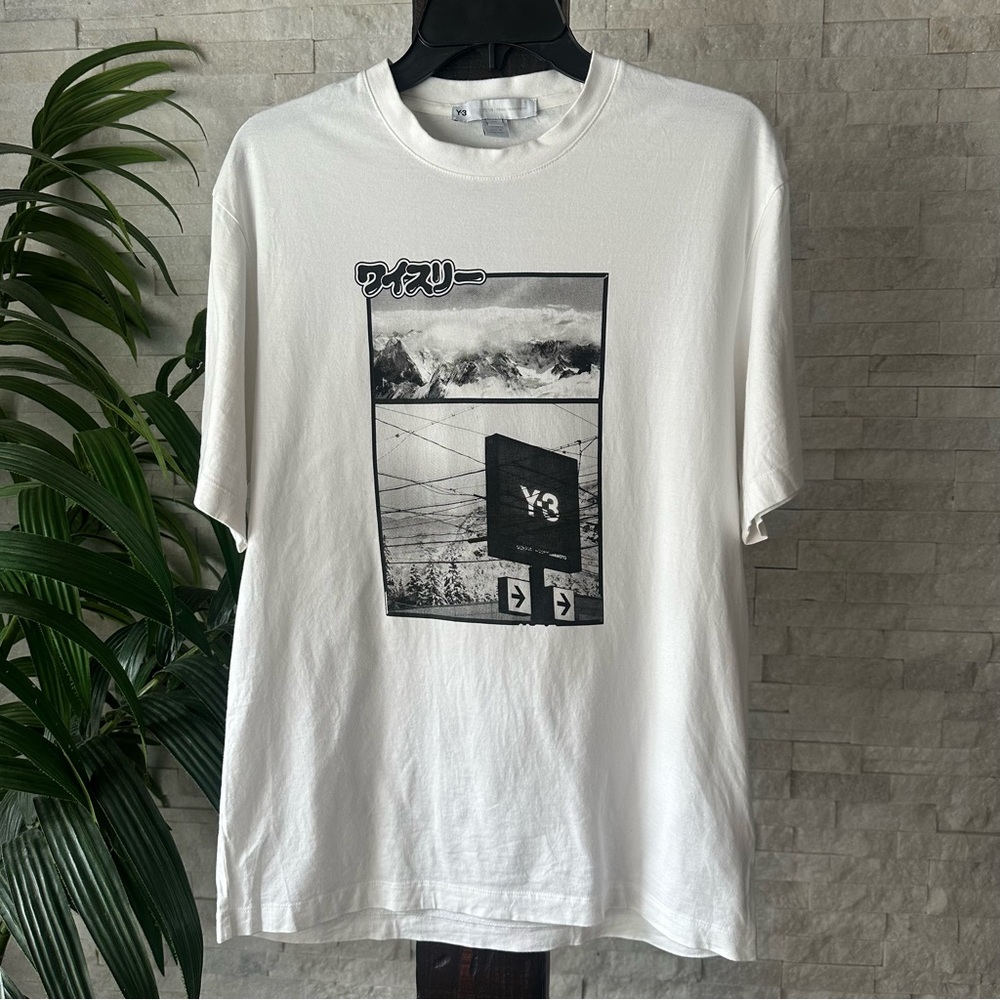 Adidas Y-3 Yohji Yamamoto Zine Page 1 White Cotton Tee Mens Size S